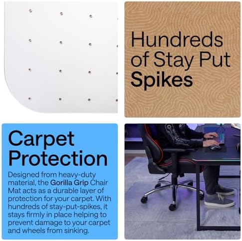 GORILLA GRIP Office Chair Mat for Carpet Floors, Heavy Duty 36x48 Clear Lip - Image 3