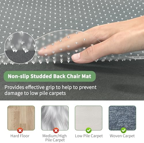 WASJOYE Office Chair Mat for Carpet, 48" x 60" Clear Heavy Duty Chair Mat - Image 3