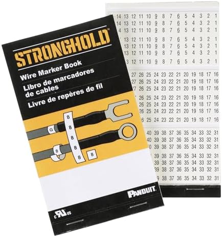 Panduit PCMB-8 Pre-Printed Wire Marker Book, Vinyl Cloth, .22 by 1.38-Inch L, 1-15, 16-90, A-Z, +, -, /, 0 Legends Only by PanduitCorporation