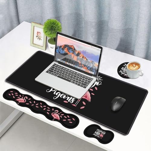 Ergonomic Memory Foam Mouse Pad Wrist Rest Set, Be a Flamingo in a Flock Pigeons Inspirational Quote Large Desk Pad + Keyboard Wrist Rest + Mouse Wrist Cushion + Coaster for Home Office Study Gaming - Image 7