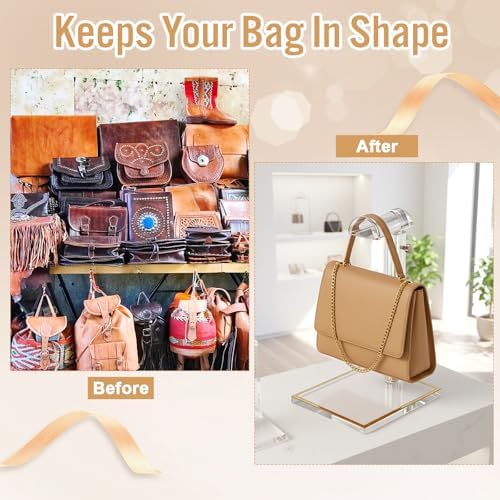 2 Pcs Acrylic Purse Display Stands, 10"-16" and 14"-24" Adjustable Height Handbag Stands for Display, Bag Table Holder, Clear Purses Hanging Rack for Closet Retail Vendor Wallet Jewelry Necklac - Image 4