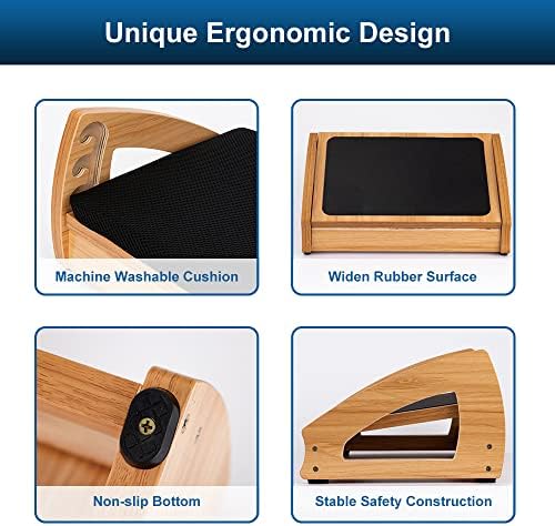 StrongTek Wooden Foot Stool Under Desk, Removable Cushion, 3 Angles - Image 5