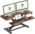 FLEXISPOT Standing Desk Converter 40" Wide Desk Riser for Multi-Device, Large Desktop Sit Stand Workstation for Dual Monitors, Ergonomic Height Adjustable Stand Up Desk Riser, Rustic Brown by Unknown