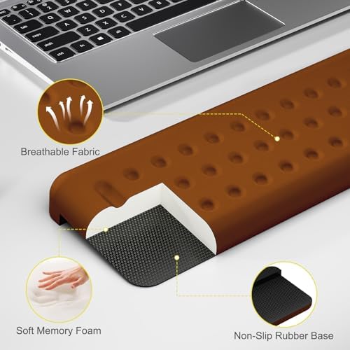 Leolee L-Shaped Desk Long Wrist Rest Elbow 60CM, Brown Arm Rest for Desk - Image 4