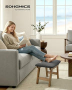 SONGMICS Foot Stool Ottoman, Padded Foot Rest Under Desk, Solid Wood Frame - Image 3