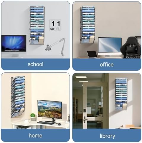 14-Tier Wall File Organizer and Hanging File Organizer, Black, 2Pack - Image 3