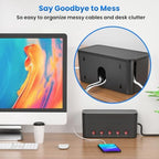 Power Strip with Cable Management Box, Large Cable Organizer Box, Black - Image 4