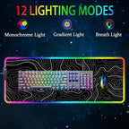 RGB Gaming Mouse Pad, Large Mouse pad with Led Light, Black Lines Non-Slip Rubber Base Big Mouse Mat for Gamer, 31.5 X 11.8 Inch - Image 2