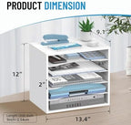 5-Tier Wood Desk Organizer, Paper Tray Organizer for Desk with Adjustable Storage Shelves, Desktop Mail Organizer and Paper Sorter Mail Holder for Office Home Classroom, White (Pack of 2) - Image 3