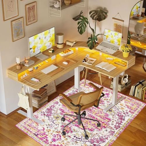 Office Chair Mat for Hardwood Floor, 48"x60" Anti-Slip Desk Chair Mat for Hard Floors, Under Desk Computer Rug for Rolling Chair, Easy Glide Floor Protector Mat for Home Office(Pink) - Image 2