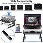 AboveTEK Laptop Stand, 20 Angles Two-Layer Height Adjustable Laptop Stands, Portable Laptop Riser with 360 Rotating Base Storage Space & Extra Phone Holders Compatible with 10''-17'' Laptops Black - Image 2