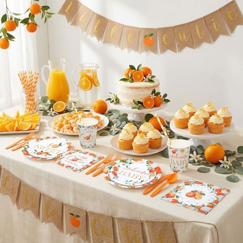 450 Pcs Tableware Set, Serve 50, Orange, Little Cutie Baby Shower - Image 5