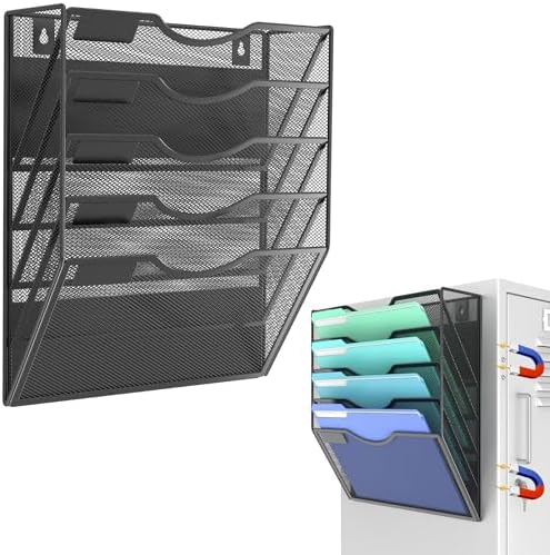 Gawerk Magnetic Wall File Holder – Magnetic Paper & Document Organizer for Home and Office (5 Tier) by Gawerk