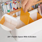 2 Pack Art Caddy Organizer Portable,Marker Box, Large Pen Holder for Desk, Art Supply Storage Bin with Adjustable Dividers for Colored Pencils,Markers,Craft Organizers (Blue Divider) - Image 4