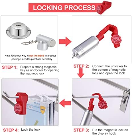 LeaGerous 200 Pcs Magnetic Peg Hook Stop Lock 6mm, Display Hook Magnet Security Locks Compatible with 4.5-5.9mm pegboard for Retail Store and Shopping Center (Red) - Image 4