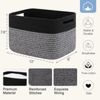 4 Pack Storage Baskets for Organizing, Woven Baskets for Shelves - Perfect for Toys, Books, Towels, and Clothes, Durable Gift Basket Bins Toy Storage, 12.7''Lx9''Wx7.8''H, Dark Grey and Black - Image 2