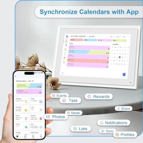 10.1 Inch Digital Calendar+Digital Picture Frame, 2026 Desk Calendar Smart WiFi Planner & Chore Chart, IPS HD Interactive Touchscreen Display Gifts for Women Men, Gifts for Mom Dad - Image 3
