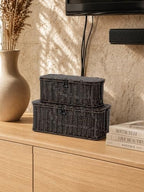 Cable Management Box, Cord Organizer with Lid & Cable Ties - Black, M - Image 6