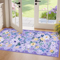 DUKINO 2x4 Entryway Rug, Floral Washable Kitchen Rugs Non Slip, Purple by DUKINO