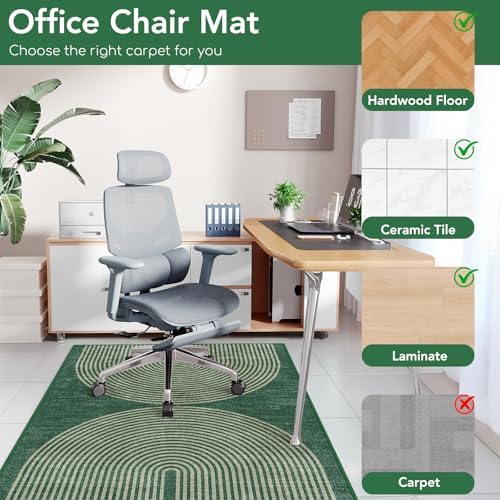 Office Chair Mat for Hardwood Floor&Tile Floor,48"X 60"-Geo Green - Image 3