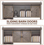 Large Desktop Bookshelf with Sliding Barn Door, 47.2''W Desk Shelf - Image 4