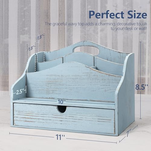 Rebee Vision Mail Organizer for Desk with 4-Slot Letter Home Decor, Blue - Image 2