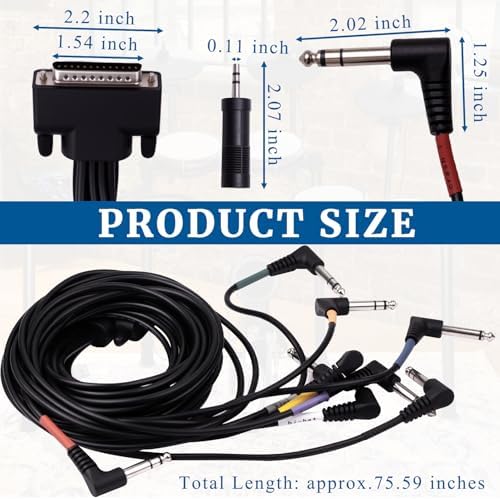 Cable Harness Snake Loom Replacement and Mono 1/4'' to 3.5 mm adapter Compatible with Alesis Nitro Mesh Electronic Drum Set Module Surge Command Forge Turbo Crimson DM7X RCA Connector Type Hi-Hat - Image 2