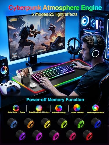 Wireless Charging Mouse Pad with Magnetic Phone Stand, 31.5"x15.8" Large - Image 4