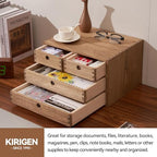 KIRIGEN Wood Desktop Organizers with Drawers Home Workspace Office Supplies Wooden Storage Box Shelf Case Hold Makeup Box with 4 Drawers Dark Brown - Image 5