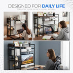Desk Shelf Storage, 38 Inch, 4-Tier Wood Bookshelf Organizer, Computer Desk Hutch – Dark Brown, Desktop Bookshelf Organizer Shelf for Desk for Dorm Workspace and Home Office Use - Image 7
