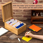 4 x 6 Inches Index Card Holder Set, Bamboo Organizer Box, Wooden Color - Image 4