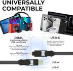 Rolling Square inCharge XL 6-in-1 Multi Charging Cable, Portable USB and USB-C Cable with 100W Ultra-Fast Charging Power, 1 Ft/0.3m, Urban Black - Image 2