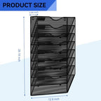 8 Pockets Hanging Wall File Organizer Mail Holder, Wall Mounted Paper Document Folder Holder, Clipboard Storage Organization Magazine Rack, Black - Image 3