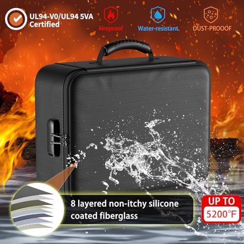 ENGPOW 5200°F Fireproof Document Bag with Lock,8 Layers Heat Insulated - Image 2