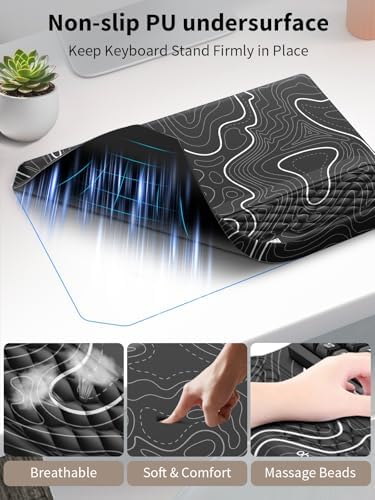 3-in-1 Ergonomic Keyboard Stand with Wrist Rest & Mouse Pad Set,Topographic - Image 6