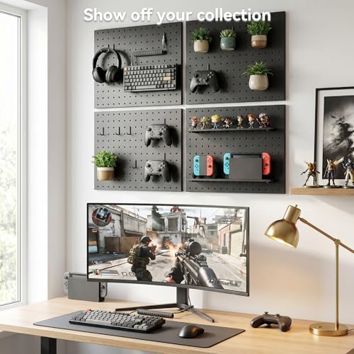 Black Peg Board Wall Organizer Heavy Duty Metal 4 Pegboard - Image 4