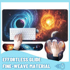 Galaxy Space Desk Mat Set Black Hole Solar Mouse Pad with Wrist Rest 4in1 Desk Mat for Desktop Ergonomic Keyboard Wrist Support Anti-Slip Computer Ergonomic Mouse Pad Home Office Gaming - Image 4