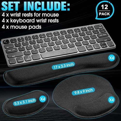 Yunsailing 12 Pcs Ergonomic Mouse Pad and Keyboard with Wrist Support Set Arm Rest Wrist Combo Gel Memory Foam Key Board Pad for Computer Laptop Gaming Office Typing Pain Relief - Image 6