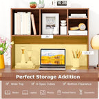 BECOMFORT Desk Hutch, Desk Organizer Shelf with 4 Storage Compartments, Wooden Display Rack, Desktop Bookshelf for Vanity Dressing Tabletop College Dorm Home & Office - Image 5
