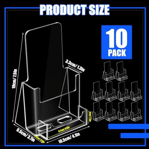 Wenqik Acrylic Brochure Holder with Business Card 4.1 Inch Rack Card Holder Pamphlet Display Stand Organizer for Menu Flyer Magazine Office Booklets(10 Pcs) - Image 2