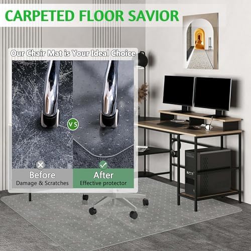 100pointONE Extra Large Office Chair Mat for Carpet, 45" x 53" Clear Desk Chair Mat for Low Pile Carpeted Floors- Easy Glide Plastic Floor Mat for Office Chair on Carpet - Image 3
