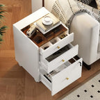 Under Desk Storage, 3 Drawer Small File Cabinet, Chest of Drawer with Glass Top, Mobile Printer Stand with Lockable Wheels for Home Office Study, White - Image 6