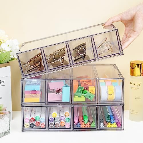 12-Drawer Desk Organizer, 3-Pack Stackable Desktop Storage Box - Image 2