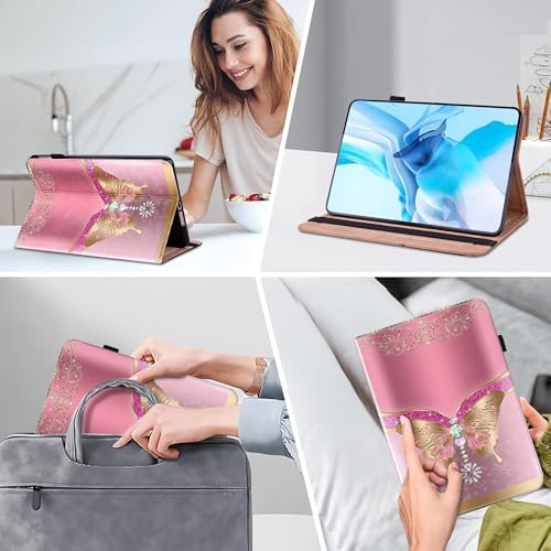 Case for 7" Kindle Paperwhite 12th Generation 2025/2024 & Kindle Colorsoft Signature Edition, Multi-Angle Viewing PU Leather Case with Card Slot for Kindle Paperwhite 2025 - Pink Butterfly - Image 5