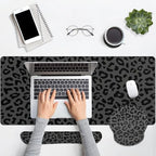 Britimes Keyboard Mouse Pad Set, 4 in 1 Desk Mat Set, Grey Leopard Cheetah - Image 7