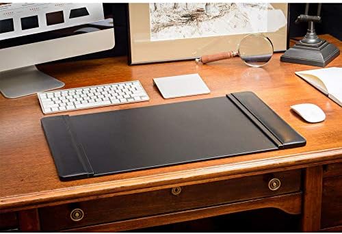 Dacasso Black Leather 22" x 14" Side Rails Desk Pad - Image 2