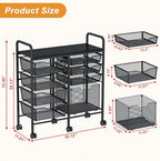 Aokitsink Rolling Cart with Drawers,8-Drawer Storage Cart with Wooden Tabletop and Lockable Wheels,Craft Storage & Art Supply Organizer,Letter-Size File Drawer for Classroom, Office & Home - Image 2