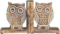 eTroves Wood Bookends for Shelves. Decorative Wooden Owl Bookend for Heavy Books, White Wood, 6 Inch by ETROVES