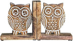 eTroves Wood Bookends for Shelves. Decorative Wooden Owl Bookend for Heavy Books, White Wood, 6 Inch by ETROVES