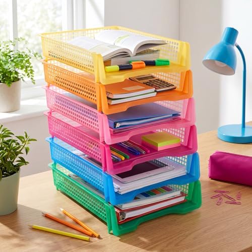 Geetery Turn in Trays Classroom, Clear Mixed Color, Set of 12 - Image 4